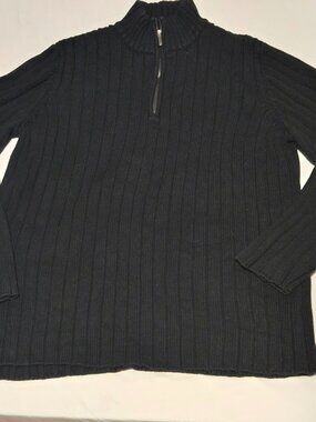 Women's Lauren Ralph Lauren 1/4 Zip 100% Cotton Sweater Dark Green Sz L (14-16)